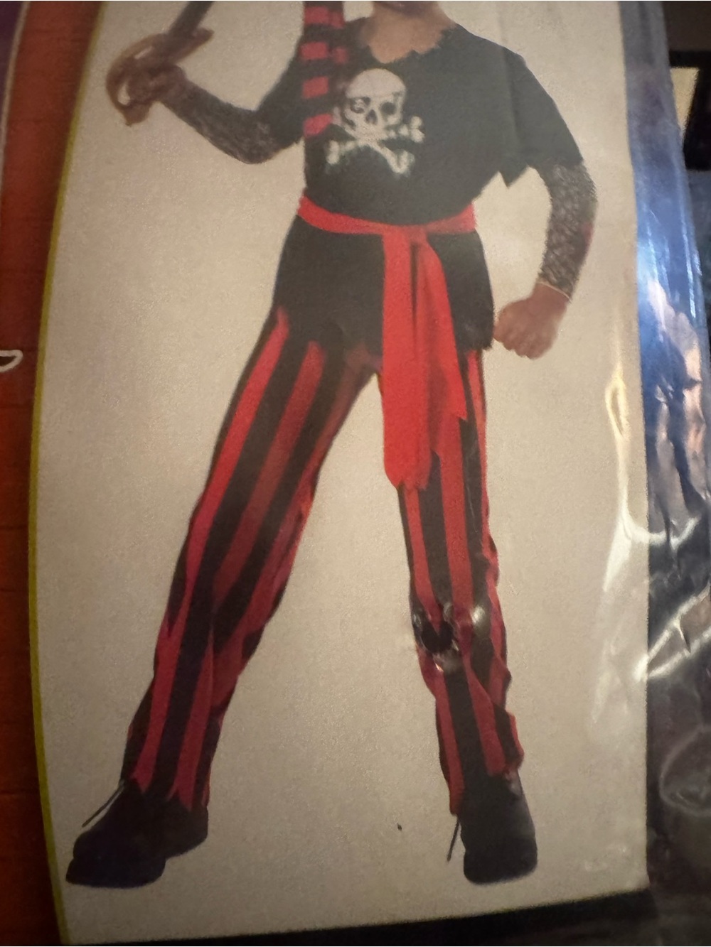 Rubies 6 Pcs. Tattooed Pirate Costume, Boy's Large (10-12) Buccaneer Halloween - Picture 4 of 9